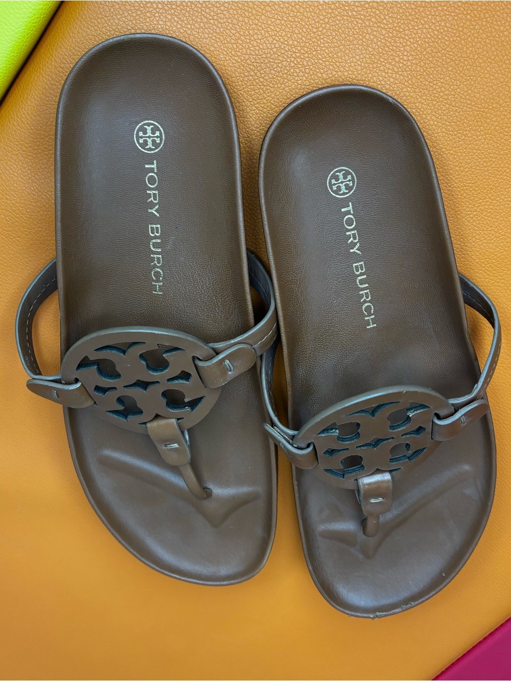 Tory Burch Miller Cloud Sandals Bourbon Miele Women’s Size 10 - Picture 5 of 9